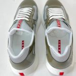 Prada Men's Green and Khaki Trainers - Image 5