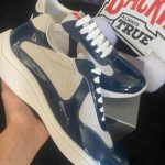 Prada Men's White and Blue Trainers - Image 3