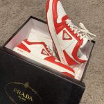 Prada Men's Red and White Trainers - Image 5